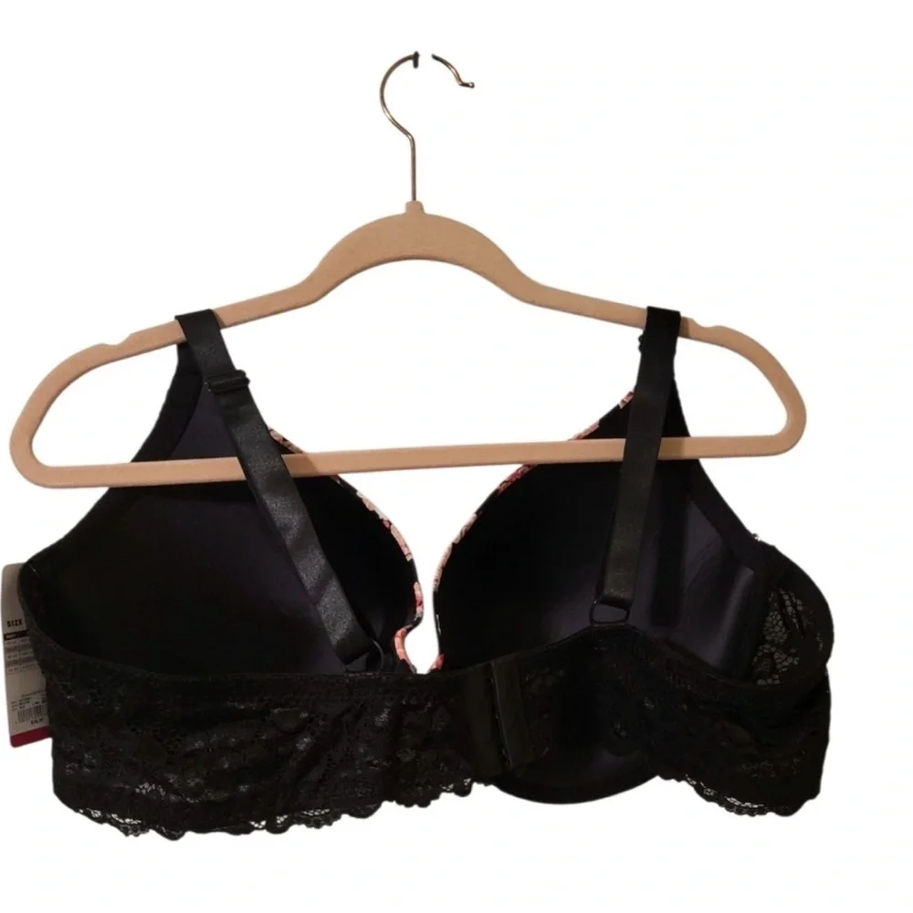 Ashley Stewart Black Floral Full Coverage Underwire Bra, Plus Size 46D NEW w/Tag - Picture 11 of 16